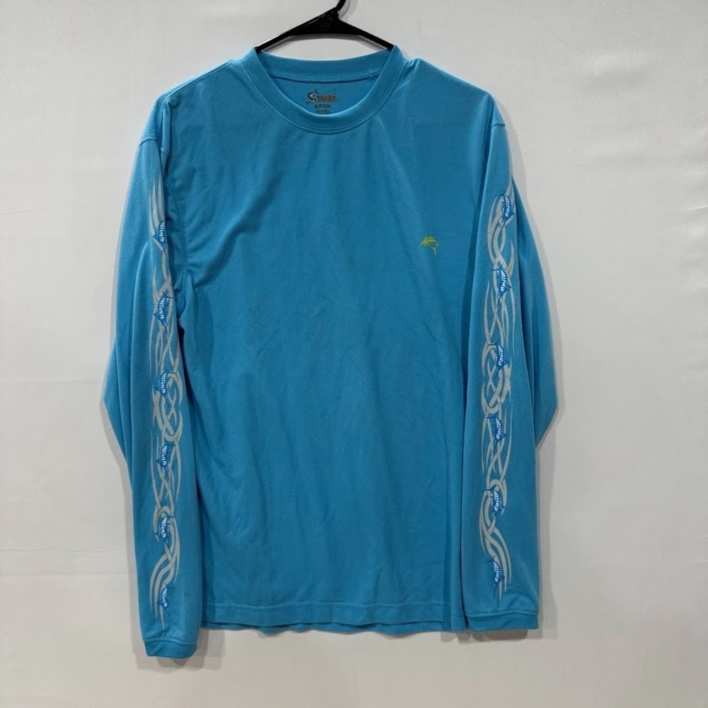 World Wide Sportsman Long Sleeve‎ Shirt Men's S Blue Tribal Sleeve Fishing Tee